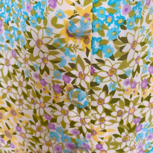 Maggie London Silk Pastel Ditsy Floral Peplum Dress Padded Shoulders Lined Sz 16 - Picture 8 of 10